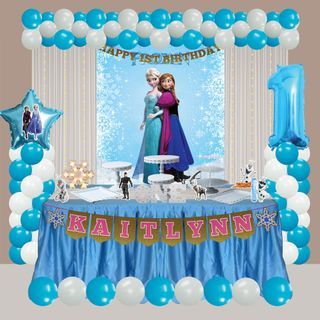 Frozen Theme - Our Best Selling Curtain Backdrop Deluxe Party Package