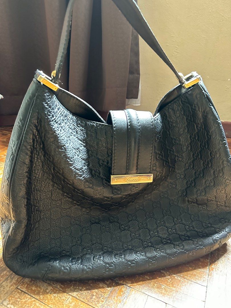 GUCCI Hobo Guccissima monogram BLACK leather bag