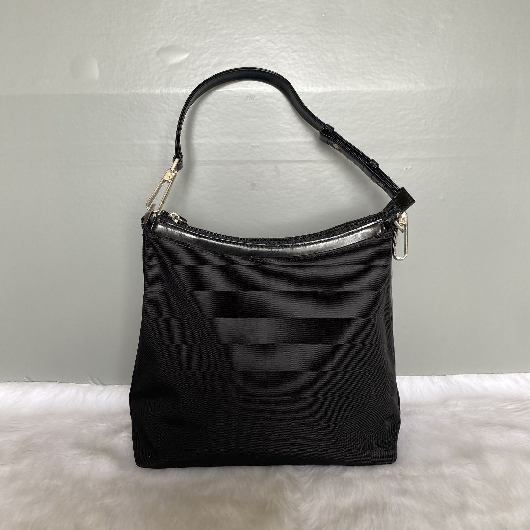 Guy Laroche Black Nylon Leather Hobo Shoulder Bag Women s Fashion