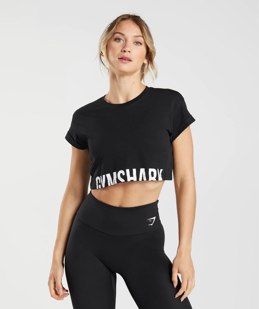 GYMSHARK Fraction Crop Top in White - size M, Women's Fashion, Activewear  on Carousell