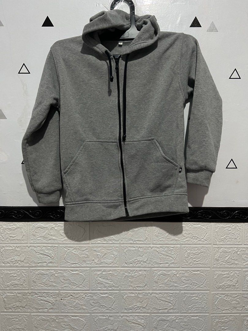 Jaket hoodie abu abu polos sale