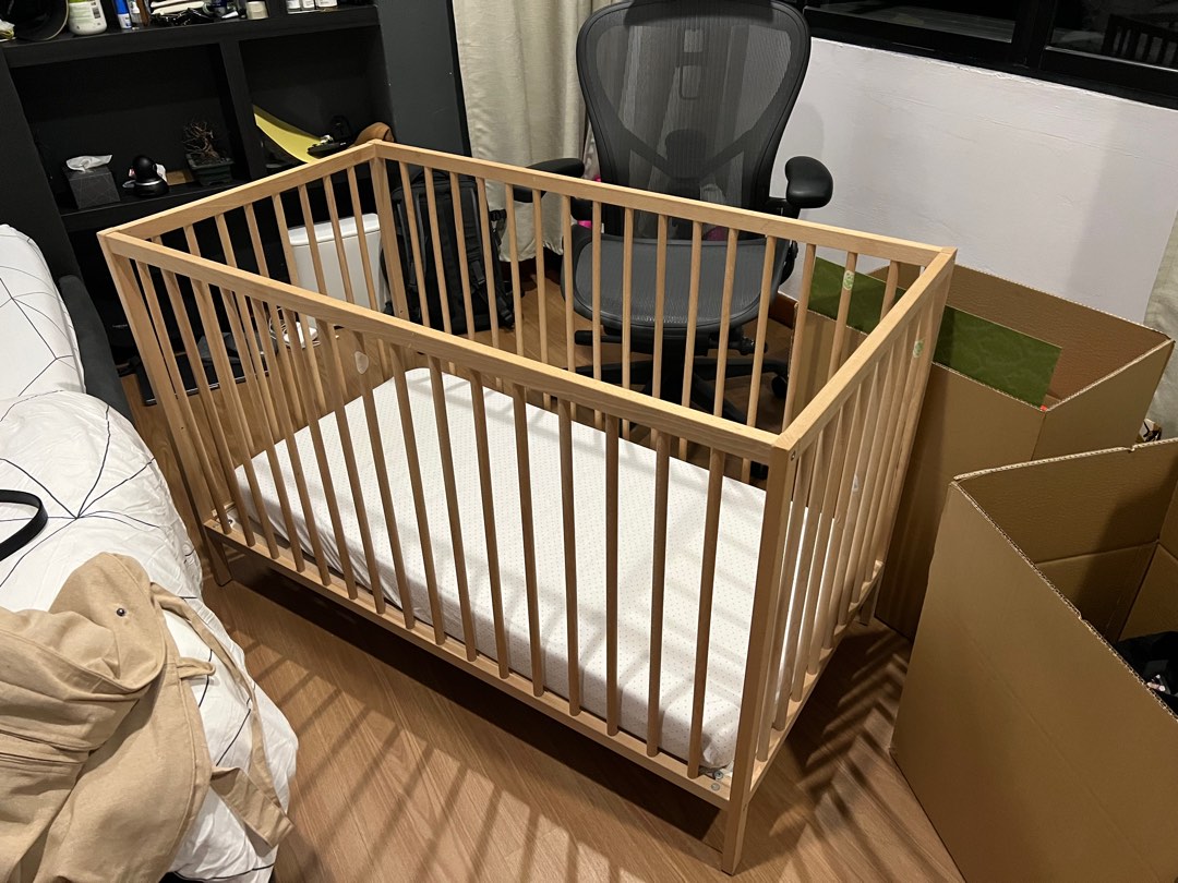 IKEA cot + mattress, Babies & Kids, Baby Nursery & Kids Furniture, Cots