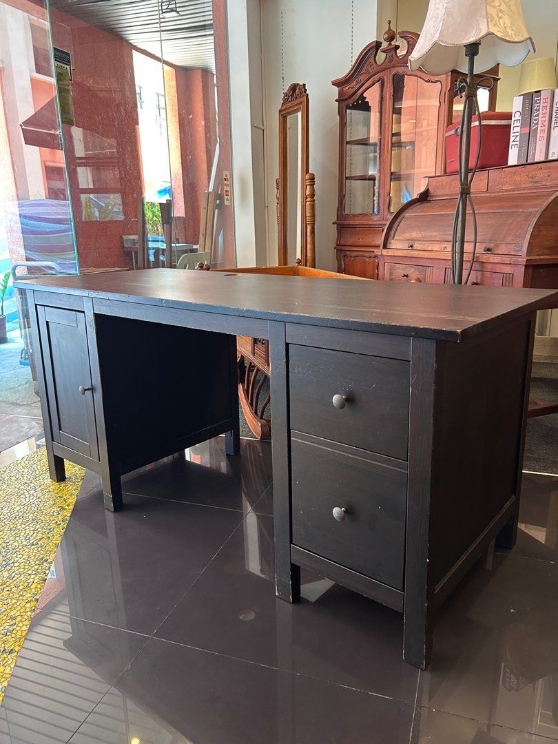Ikea HEMNES office desk BROWN black, Furniture & Home Living