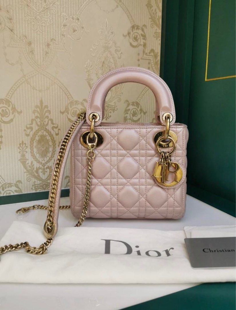 Lady Dior Mini Lotus Pearly Pink, Luxury, Bags & Wallets On Carousell