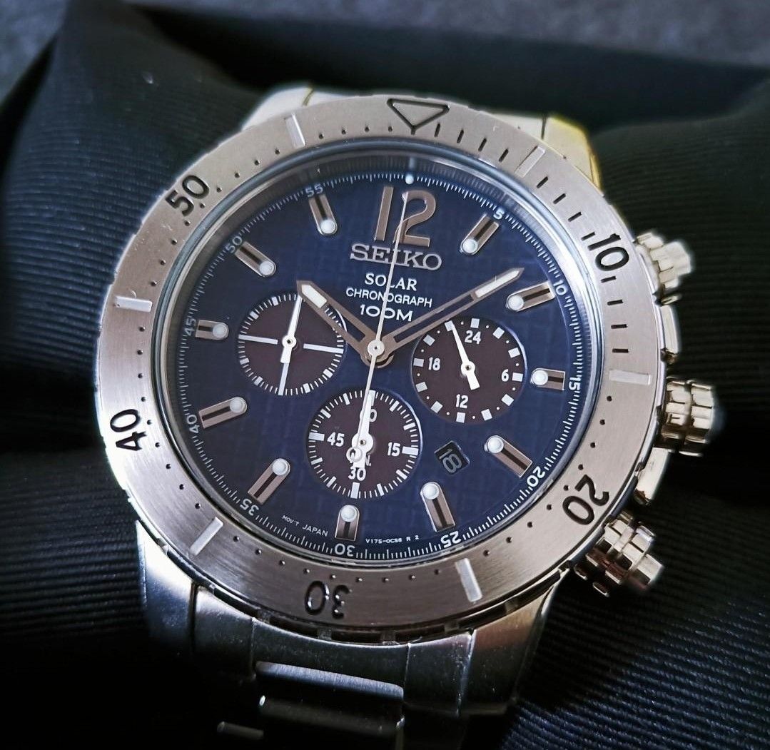 Lowest Price Seiko RARE SSC221 Solar Chronograph Men s Blue Dial Stainless Steel Watch ssc221 ssc221p ssc221p1 Birthday gift birthday seiko BRAND