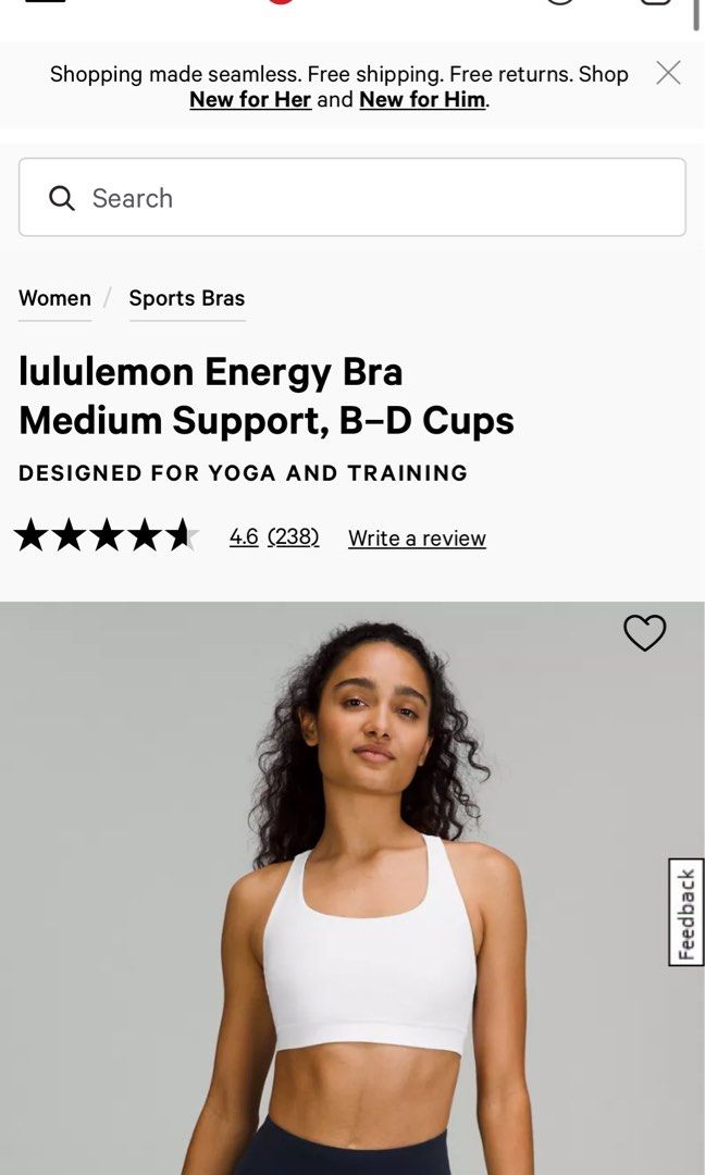 lululemon Energy Bra Medium Support, Women's Fashion, Activewear on  Carousell