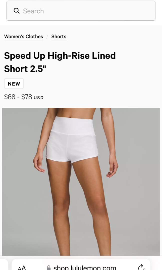 white lululemon speed up shorts