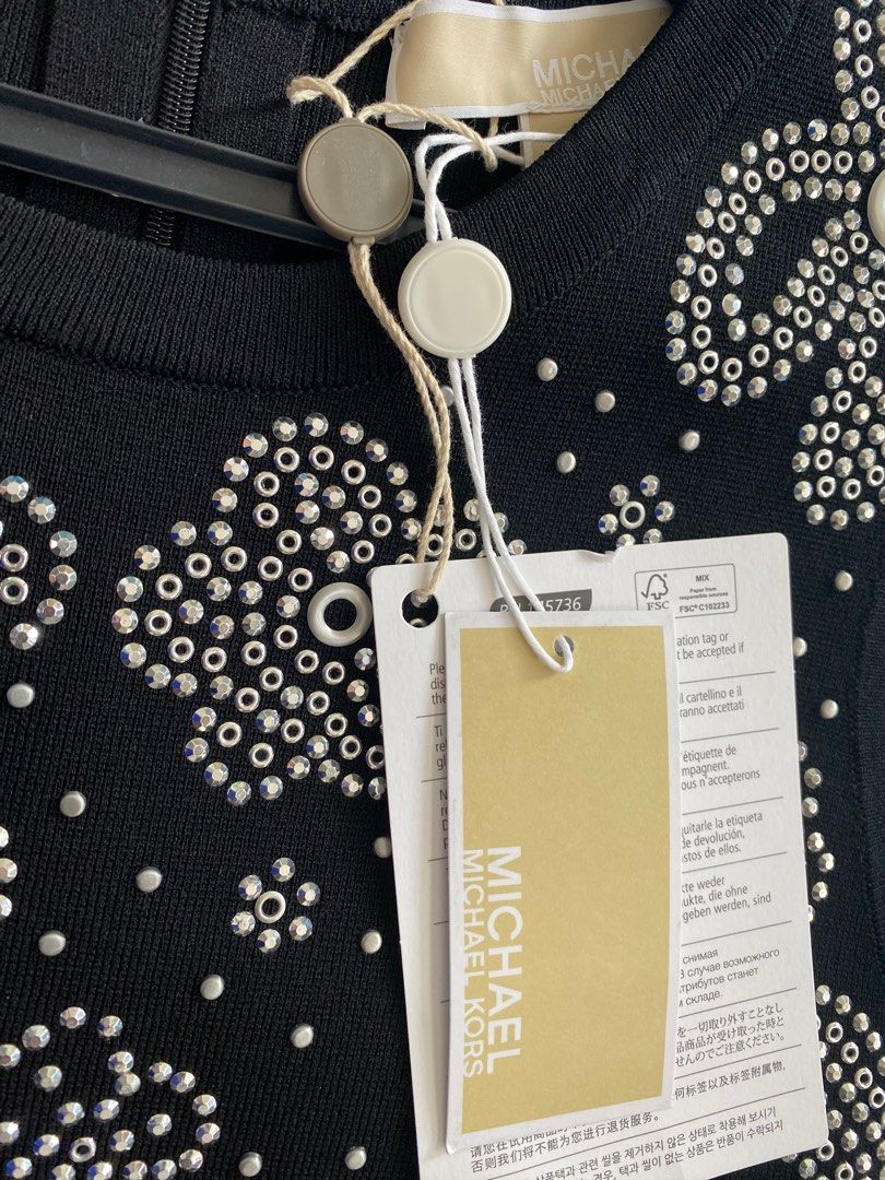 michael kors beaded dress Black Beaded A-Line Dress