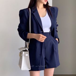 Minimei追加款✪韓系韓版歐美風氣質風百搭♡♡ 復古時尚男友風寬鬆西裝套裝  兩件套