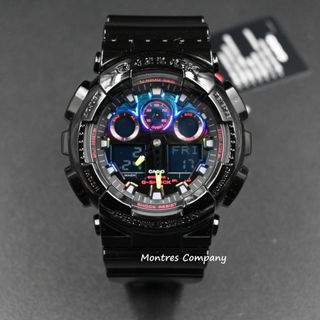 Montres Company 香港註冊公司 (32年老店) 卡西歐 CASIO G-SHOCK 耐衝擊構造 抗磁性 200米防水 GA100 GA100RGB GA-100 GA-100RGB GA-100RGB-1 GA-100RGB-1A 黑藍紫色 有現貨64197539898627110