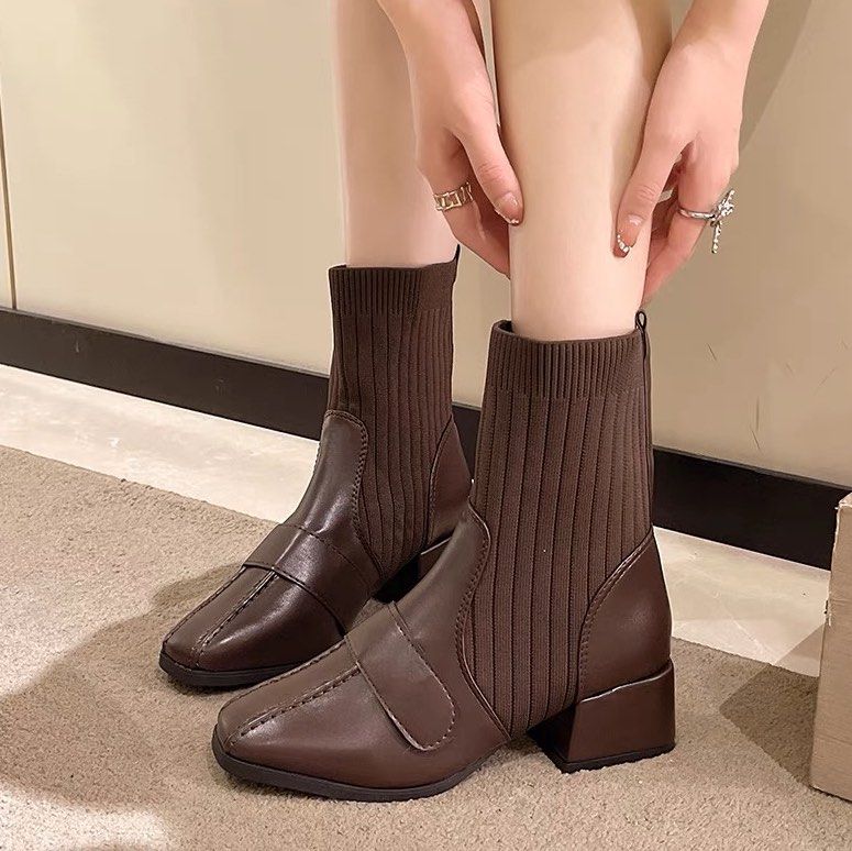 Low heel sock ankle boots cheap