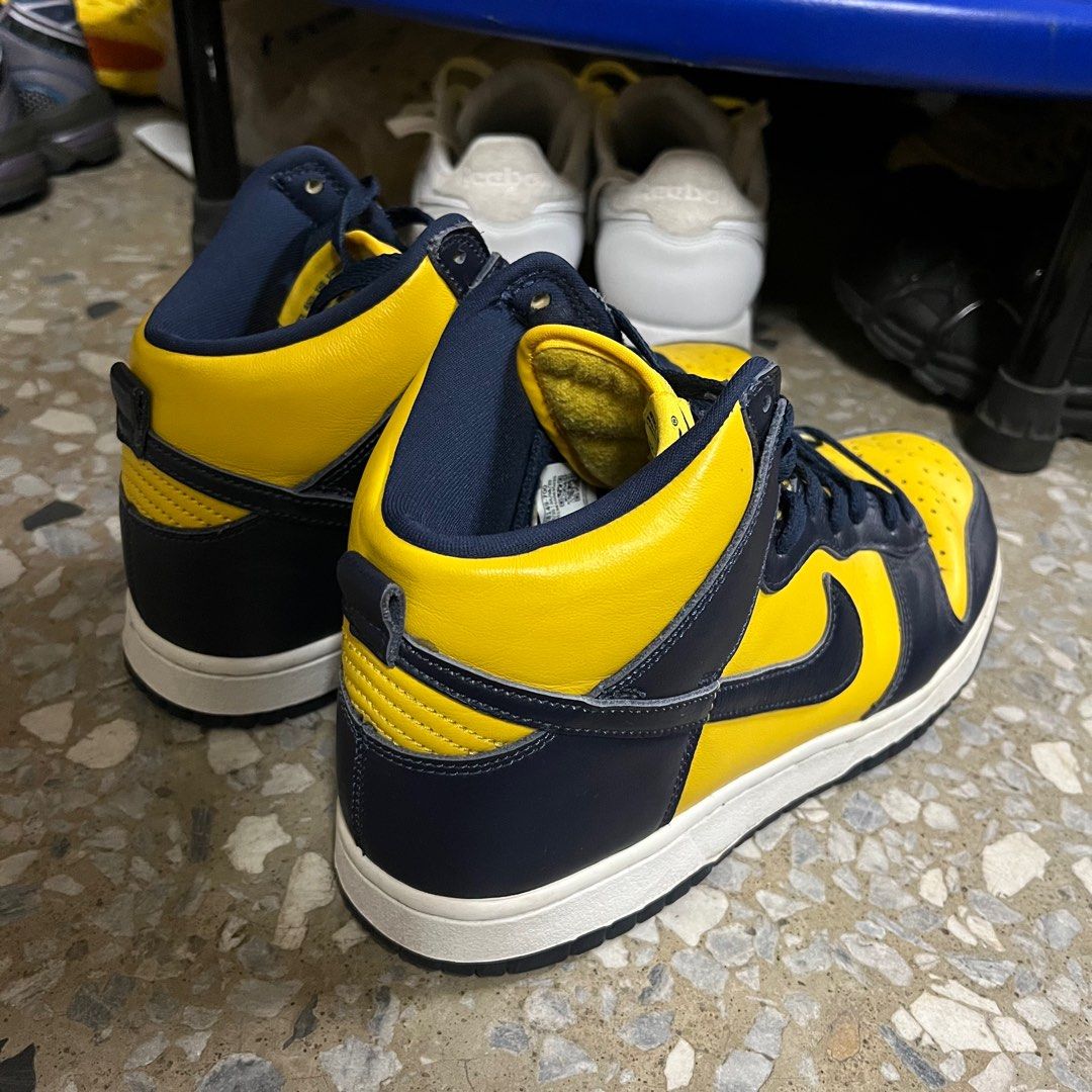US8.5】NIKE DUNK HI SP / Michigan 密西根黃藍, 他的時尚, 鞋, 運動鞋