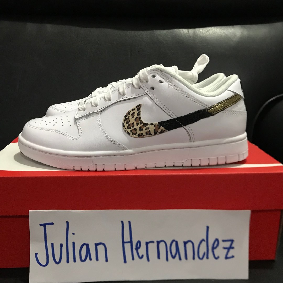dunk low white leopard