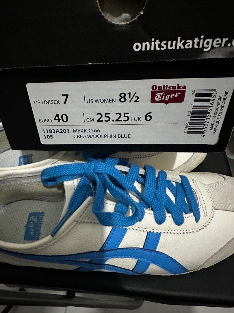 Onitsukatiger (Category: Sneakers) located in Singapore. Submitted by mdmdecluttering (Listing ID 1223753721, Image 4). Description: Brand new US unisex 7 women 8.5 .