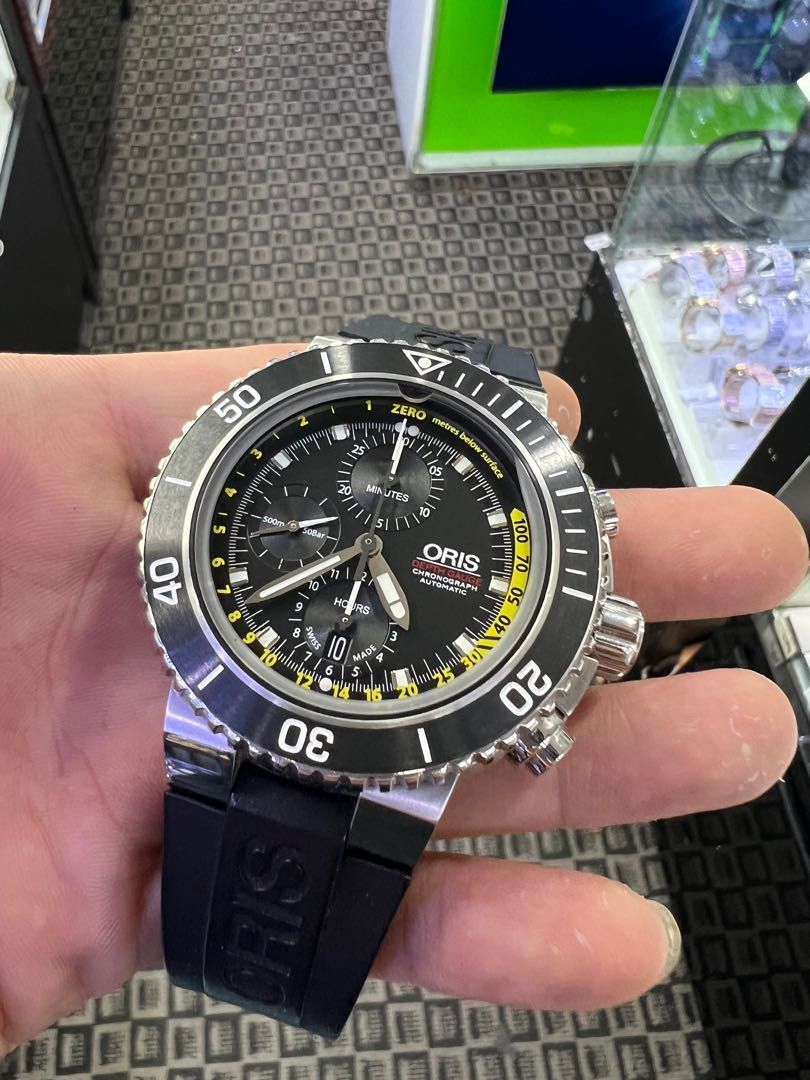 ORIS AQUIS DEPTH GAUGE SWISS MADE DIVERS 500M PROFESSIONAL AUTOMATIC