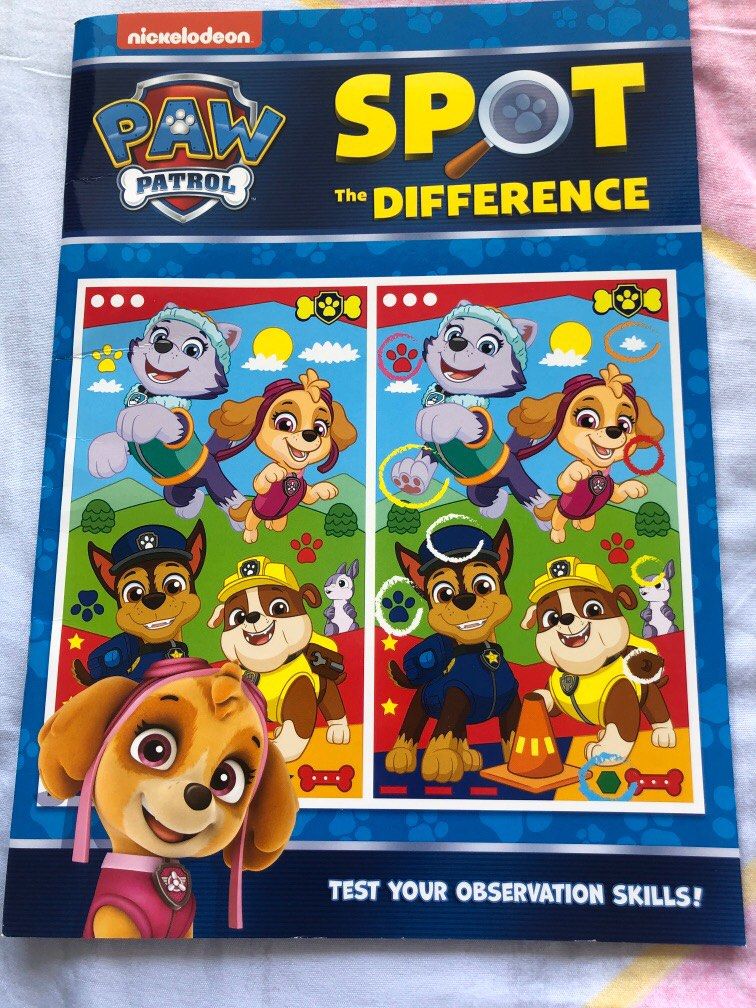 Paw patrol spot the difference Nickelodeon book, Hobbies & Toys, Books