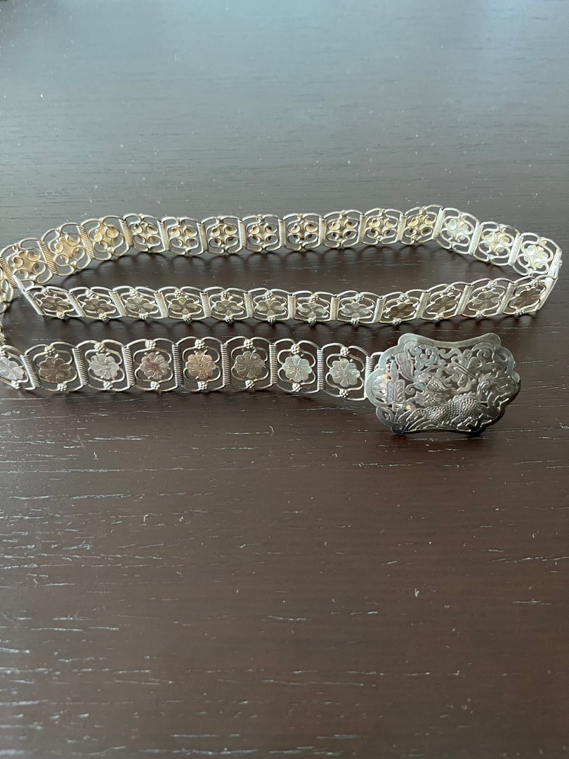 Peranakan antique silver belt $600, Women's Fashion, Watches ...