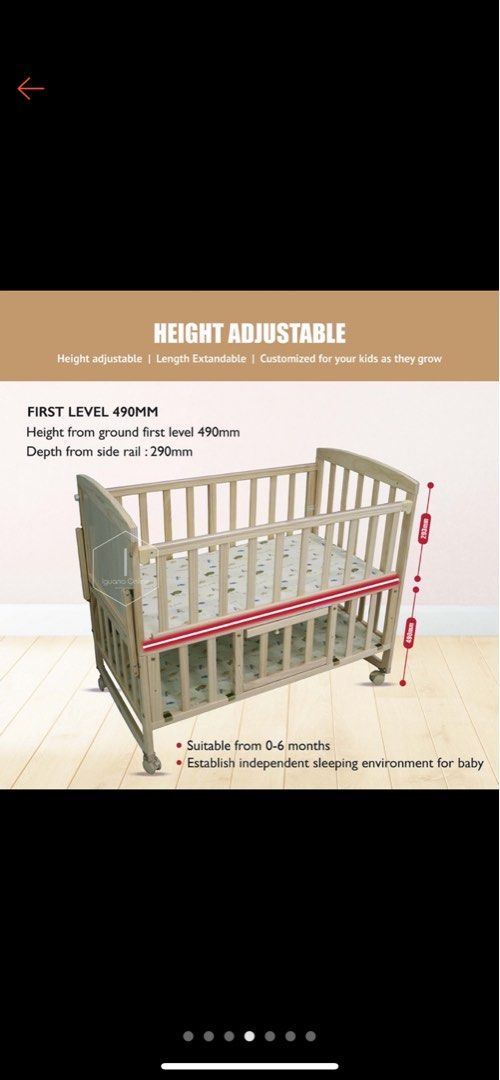 Pine wood nontoxic baby cot, Babies & Kids, Baby Nursery & Kids