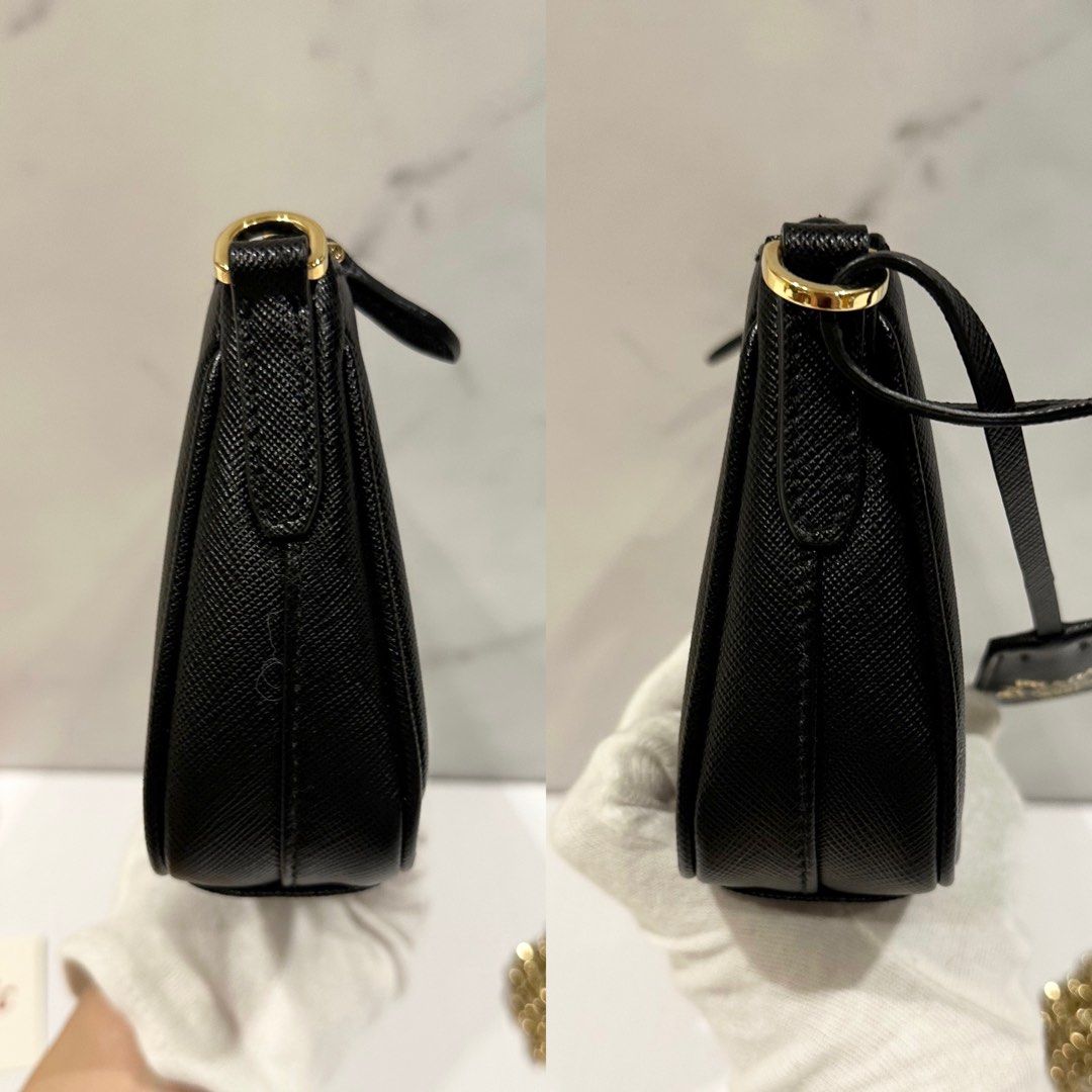 Prada 1BH171 Saffiano Mini Leather Bag Black GHW, Luxury, Bags & Wallets on  Carousell