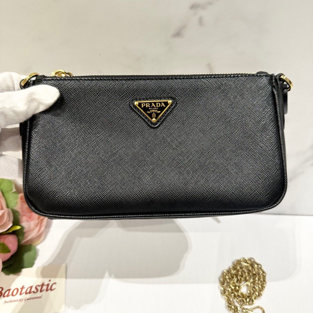 Prada 1BH171 Saffiano Mini Leather Bag Black GHW, Luxury, Bags & Wallets on  Carousell