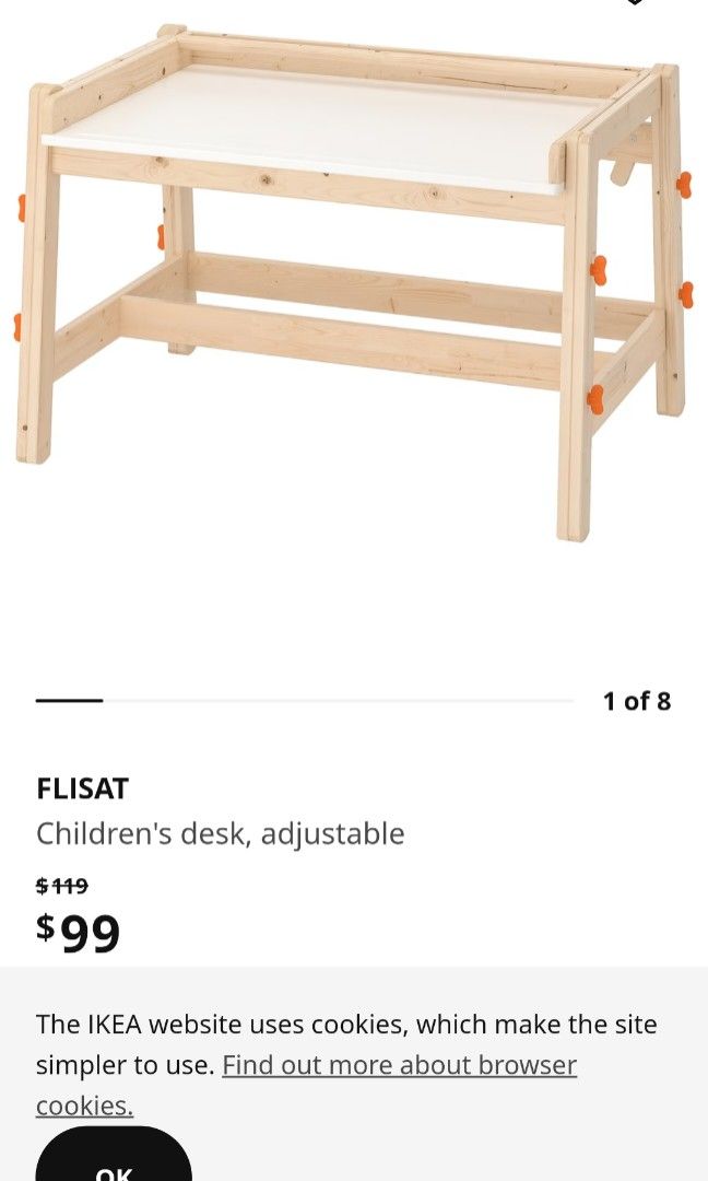 Preloved ikea kid wooden flisat table and bench set, Babies & Kids