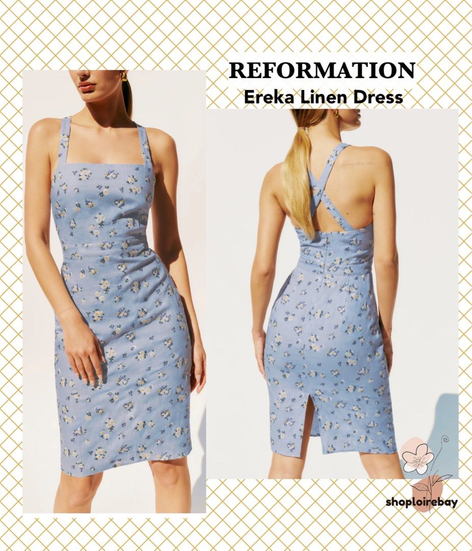 Reformation blue floral dress cheap