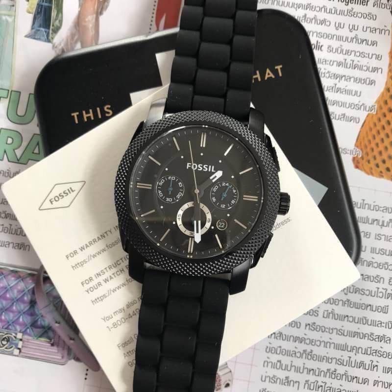 Fossil watch men's outlet black silicone strap fs4487