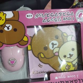 Rilakkuma mouse and mousepad  tested working wired po ung mouse