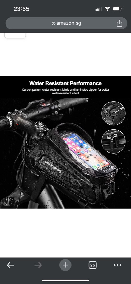 Rockbros Bicycle Top Tube Storage Bag, Sports Equipment, Bicycles