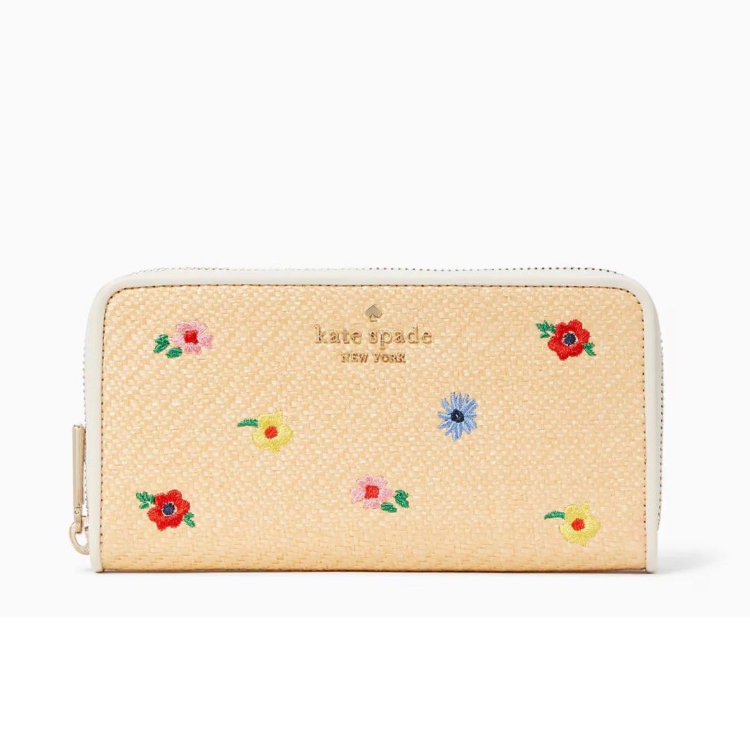 SALES Kate Spade Staci Garden Bouquet Straw Large Continental Wallet Zip  Around Multi Light Brown Beige Nude Floral, Women's Fashion, Bags & Wallets,  Wallets & Card Holders on Carousell