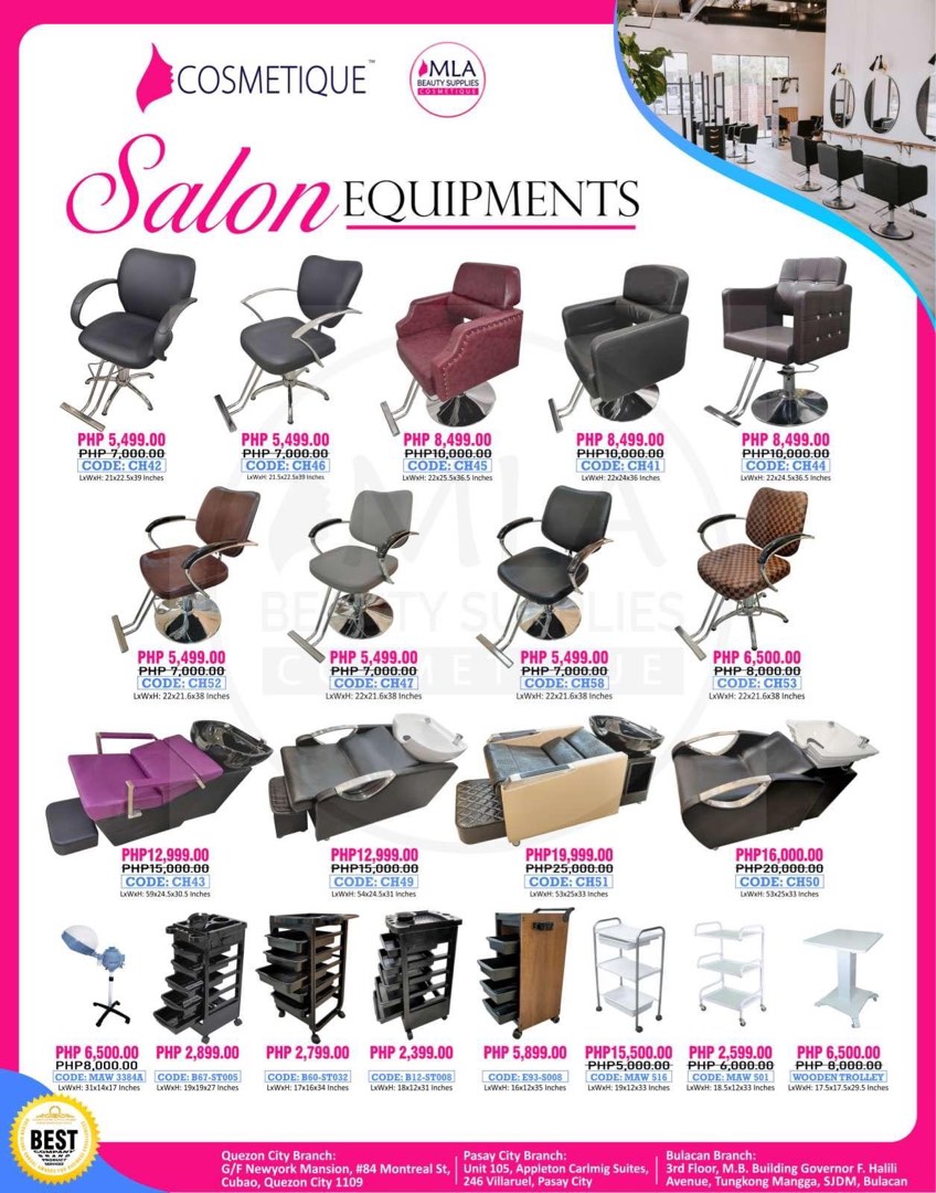 Salon Equipments Hydraulic Chair And Shampoo Bed, Beauty & Personal Care, Face, Face Care on