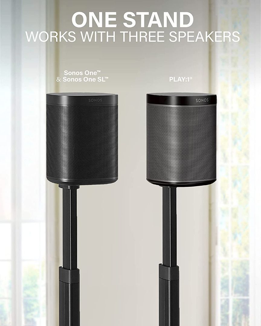 SANUS Adjustable Height Wireless Speaker Stands Designed for Sonos One
