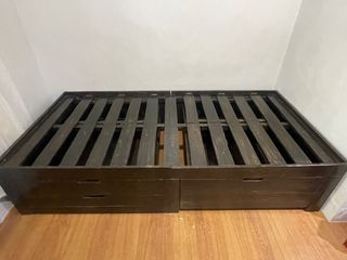 Single bed frame with drawers and storage