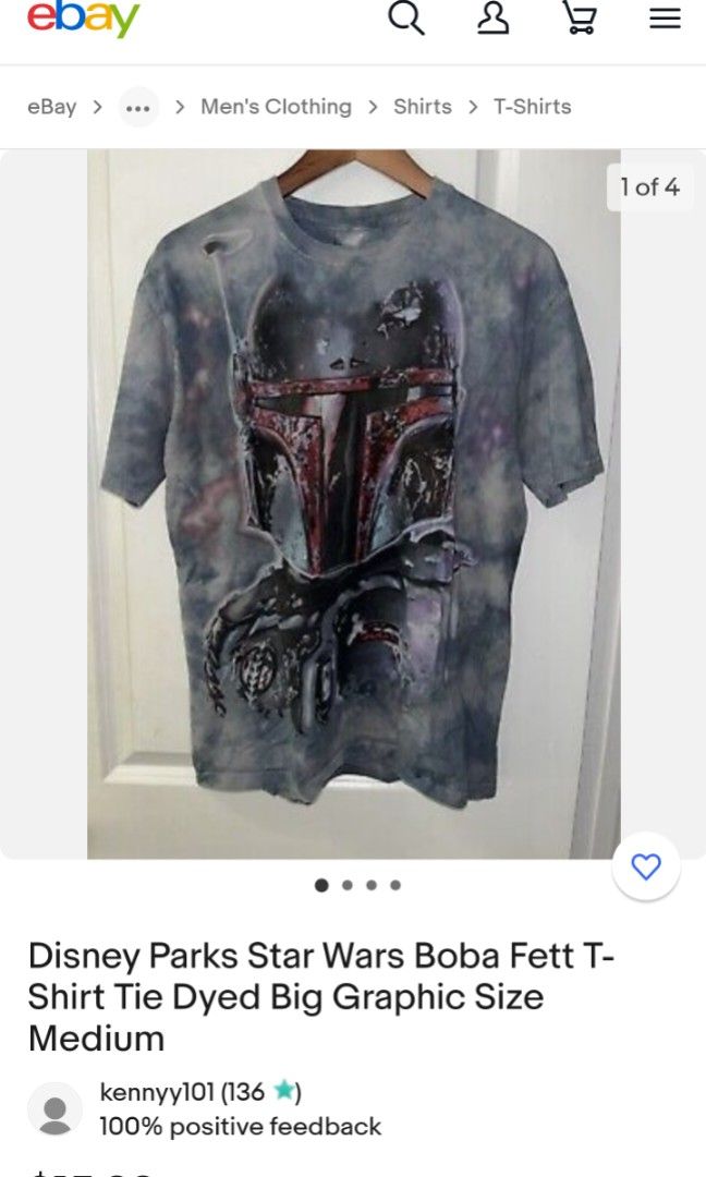 Star Wars Boba Fett Big Face Tie Dye T-Shirt, Men's Fashion, Tops