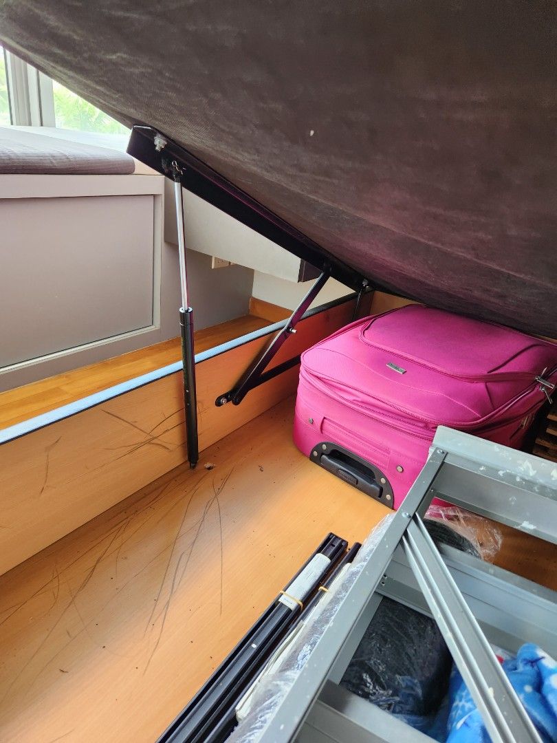 Super Single storage bed frame plus Spring Mattress, Furniture & Home