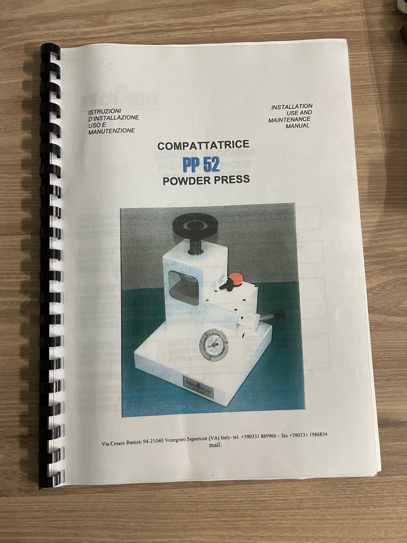 Tecnicoll Manual Hydraulic Pressing Machine (Italy) Compressor , Beauty