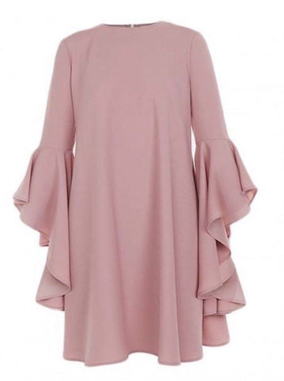 Ted Baker Ashley A Line Pink Dress with Long Waterfall Sleeve size M