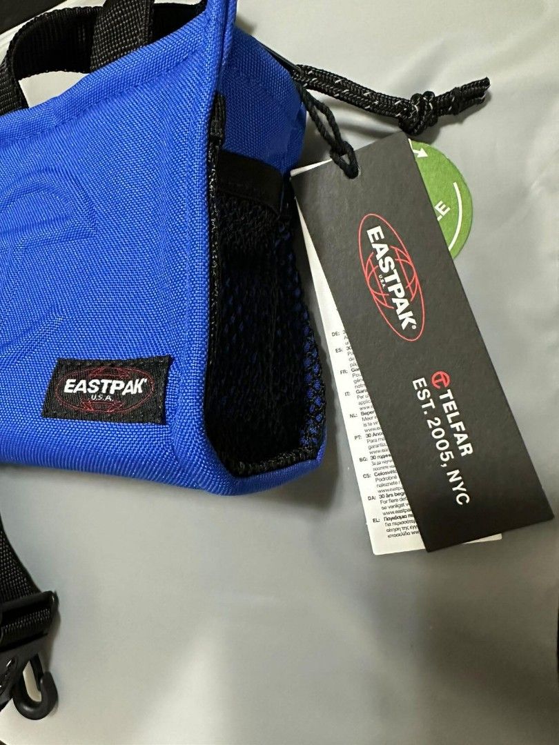Telfar Eastpak Small Blue Tote (Category: Luxury Bags & Wallets) located in Makati City. Submitted by murtagh411 (Listing ID 1223583177, Image 3). Description: Brand new Telfar x Eastpak small tote in blue. Never used. Opened only to check the item..