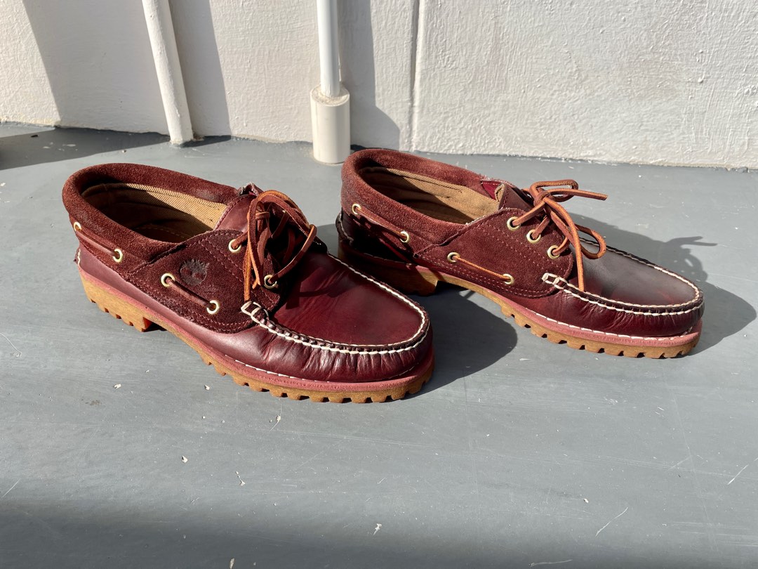 Timberland 3 eye Lug Boat Shoes Burgundy Men s Fashion