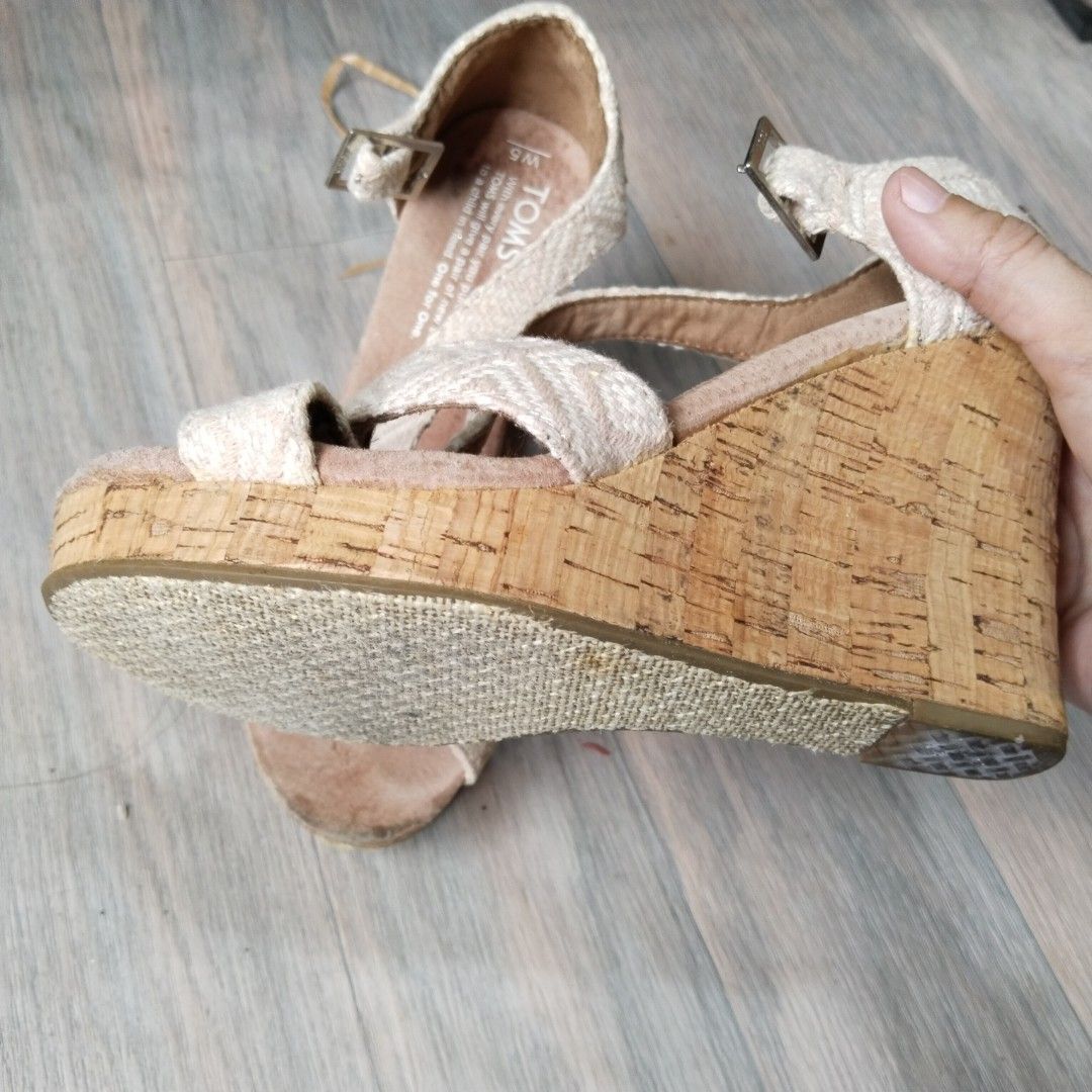 Toms Womens Criss Cross Sienna Wedge Sandals Strappy cork Hemp Beachie