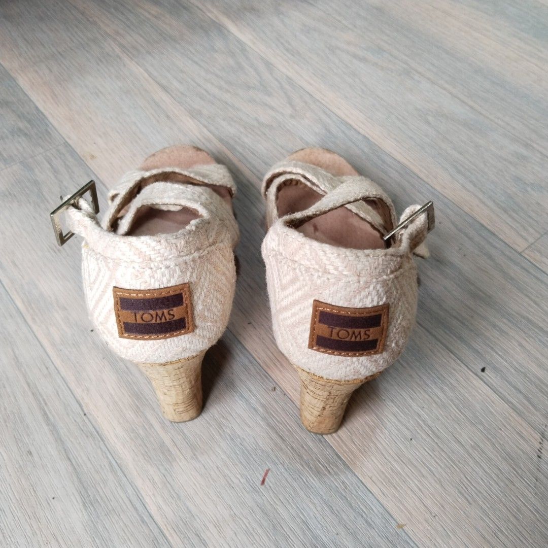 Toms Womens Criss Cross Sienna Wedge Sandals Strappy cork Hemp