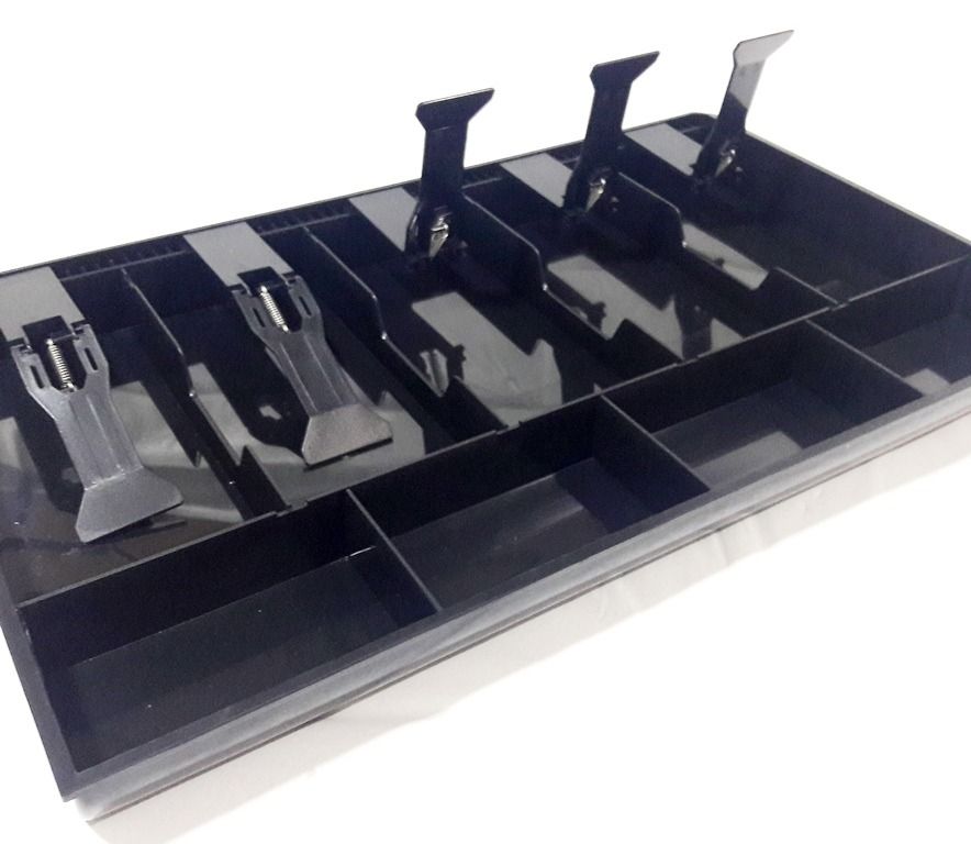 Tray Insert for Cash Register Machine (Category: Office & Business Technology) located in Quezon City. Submitted by mondy_mond (Listing ID 1223686426, Image 3). Description: This Tray Insert for Cash Register Machine... *For replacement of drawer used in Cash Register Machine *With 4x compartments for coins *With 5x compartments for bills/cash & checks *Spring holder to keep cash/checks neatly in place *Dimensions: 40.4cm x 25.4cm x 3.6cm *1x pie