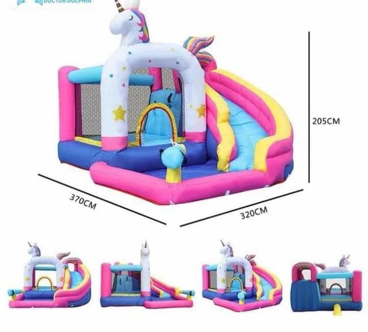 Unicorn castle big inflatable pool with slide (Category: Infant Playtime) located in Manila. Submitted by minidivisoria (Listing ID 1223619960, Image 2). Description: :UNICORN CASTLE BIG INFLATABLE POOL WITH SLIDE ✔️Child outdoor pool ✔️With free pump 220v 50hz & blower ￼ 📌For children 2 years old and above Inflatable bubble beam floor for comfort For use both indoors and outdoors Tips: 1. When used, infants and young children must be supervised