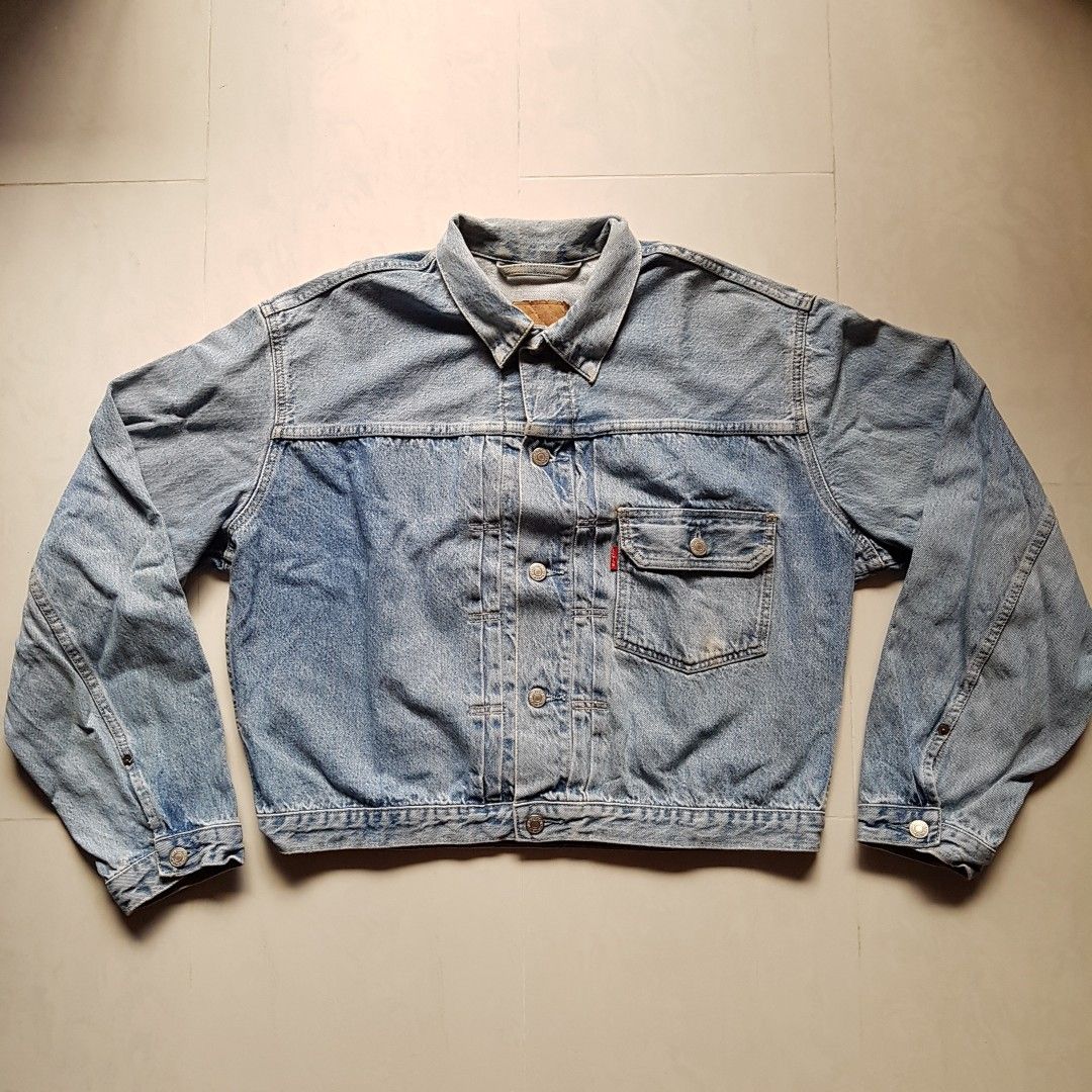 Red denim jacket levis hot sale