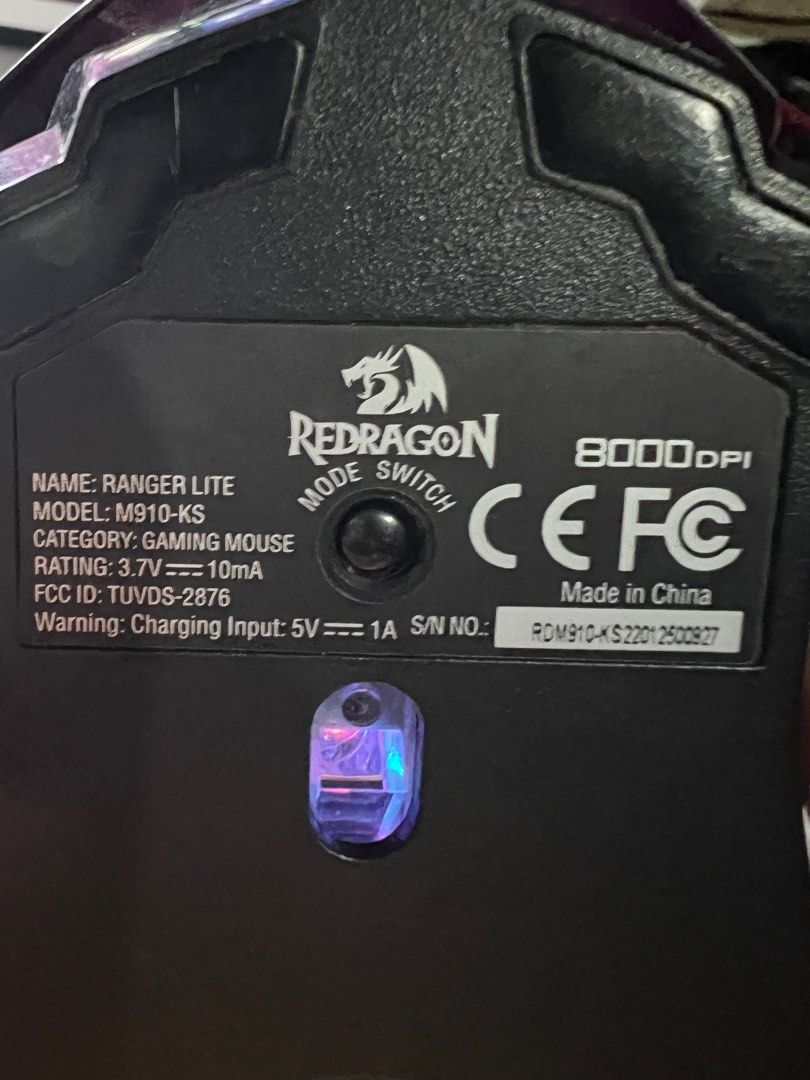 (Wireless) Redragon Ranger Lite M910-KS (Category: Mouse & Mousepads) located in Taguig. Submitted by _ZEROO (Listing ID 1223741690, Image 2). Description: In good condition! RFS : buying wireless glorious model o Specs: Redragon Ranger Lite Gaming Mouse (M910-KS) lets you experience two options for your perfect gameplay - wired or wireless connection via USB dongle connection. Professional grade wireless gaming performance 9 programmable buttons