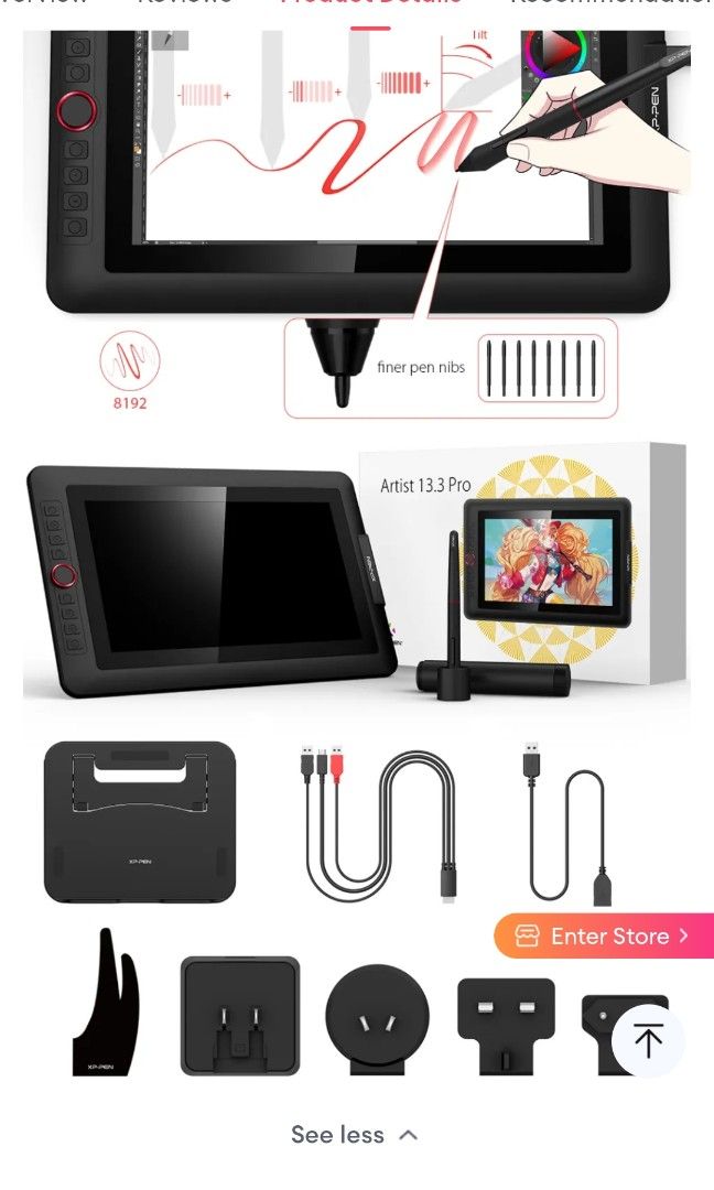 XPPEN 13.3 ARTIST PRO drawing tablet, Computers & Tech, Parts
