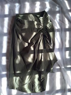 Y2K Army Green Ruched Skirt