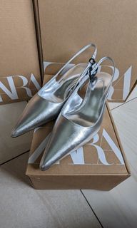 Zara leather slingback shoes sandals heels pumps