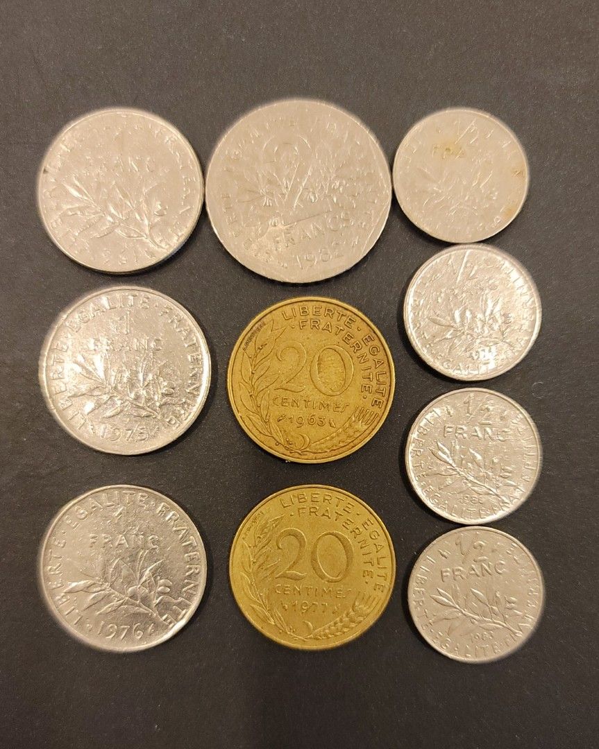 早期法國錢幣一組10枚, 書籍、休閒與玩具, 收藏、紀念品, 錢幣、紙鈔在旋轉拍賣