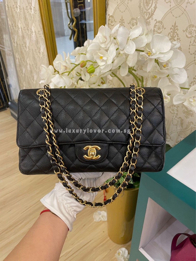 13 Chanel Classic Double Flap Medium Black Caviar GHW, Luxury, Bags &  Wallets on Carousell